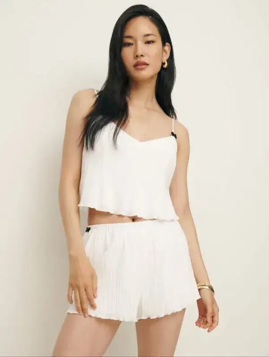 Reformation Pants - Reformation Mallory White Pleated Cami and Shorts Set Size 8.  NWT!